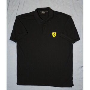 Ferrari Racing Mens XL Short Sleeve Black Large‎ Polo Active Aero Sports Car
